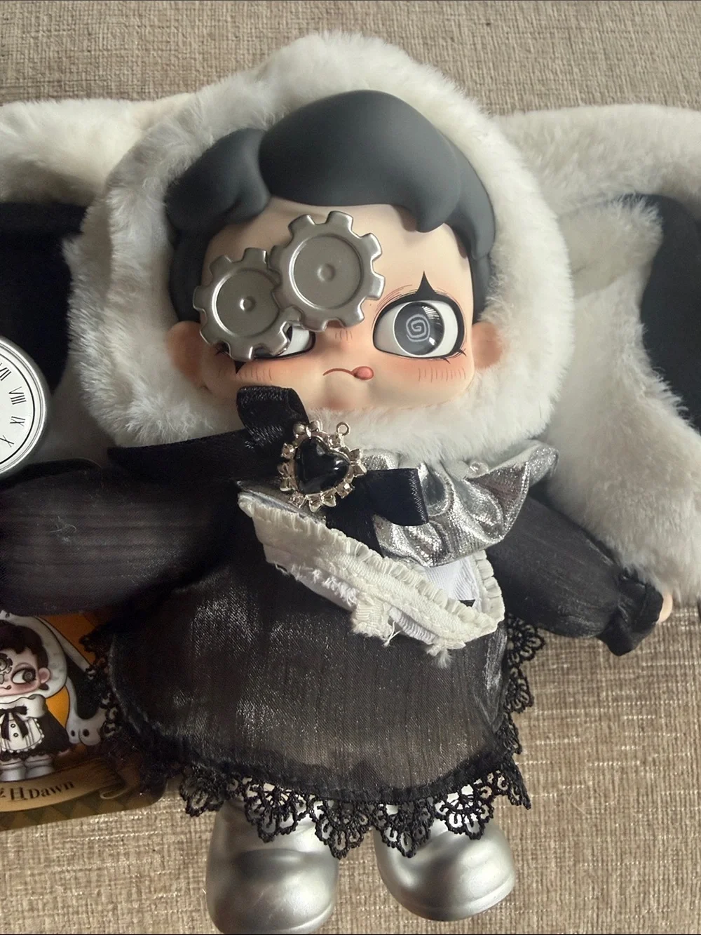 TAROOT HOUSE OF LIES STEAM PUNK  Black & White Plush DOLL Dawn